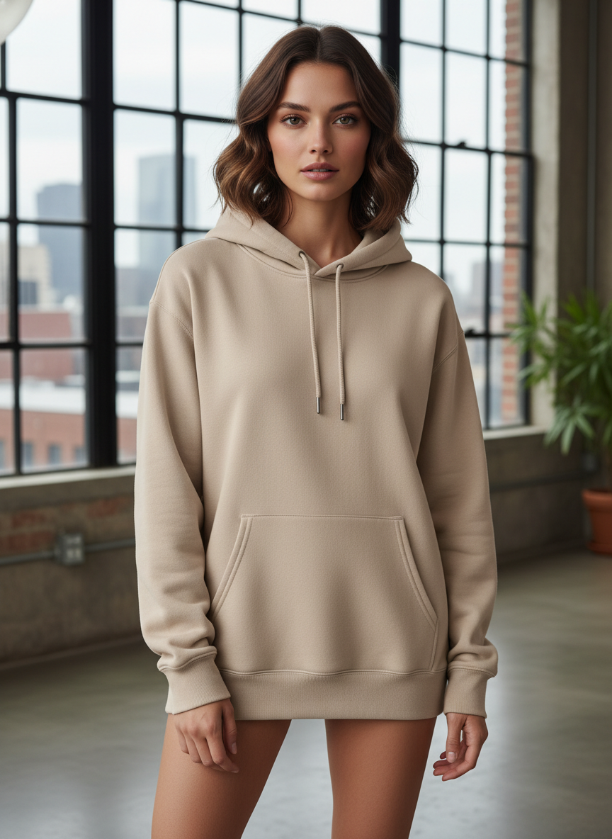 Classic Comfort Pullover Hoodie-Beige