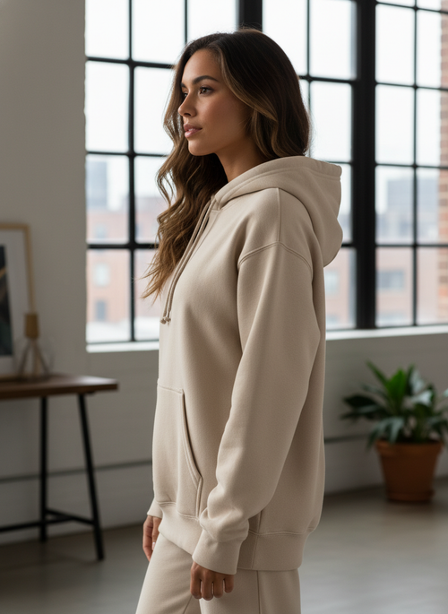 Classic Comfort Pullover Hoodie-Beige