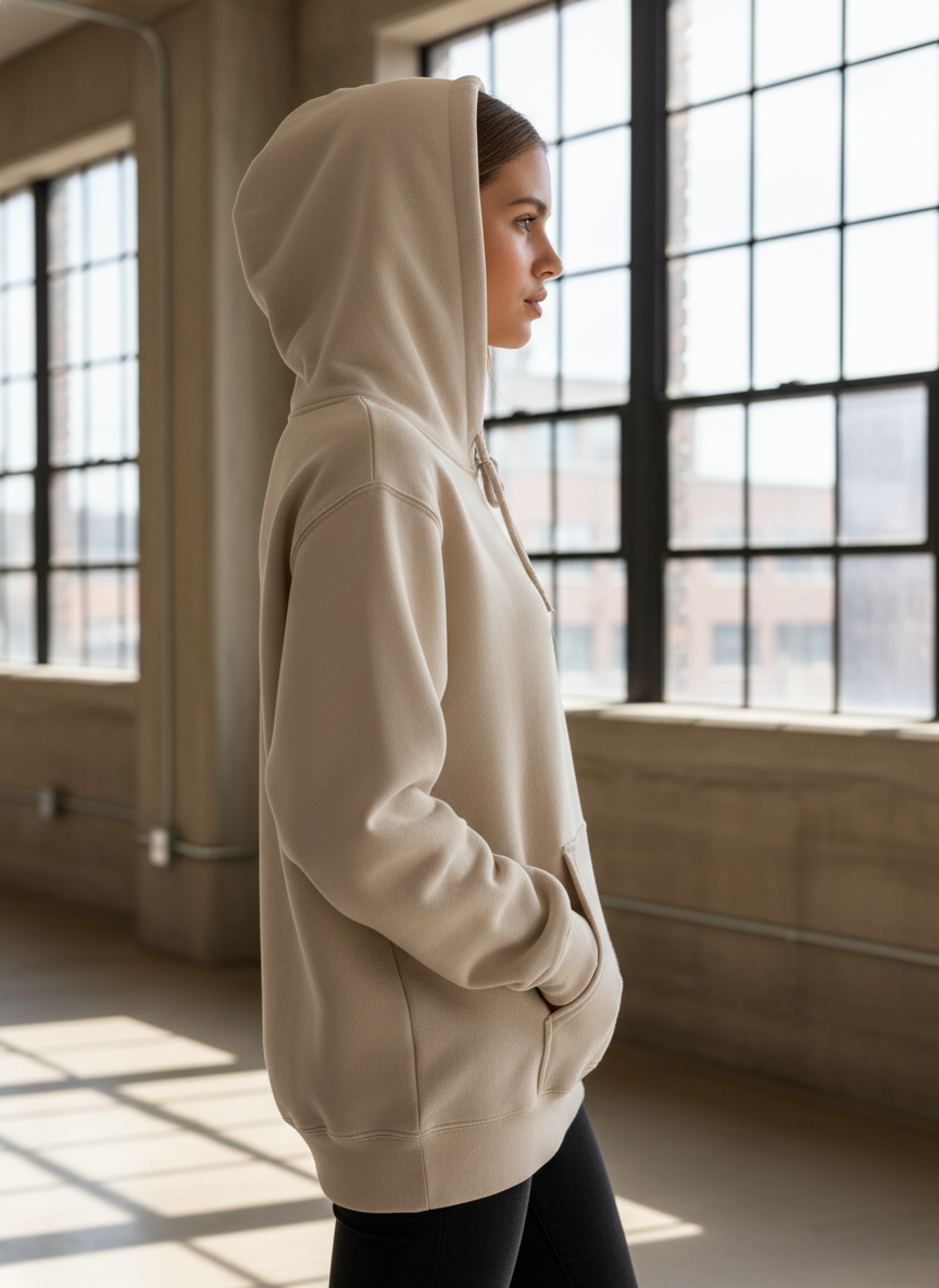 Classic Comfort Pullover Hoodie-Beige