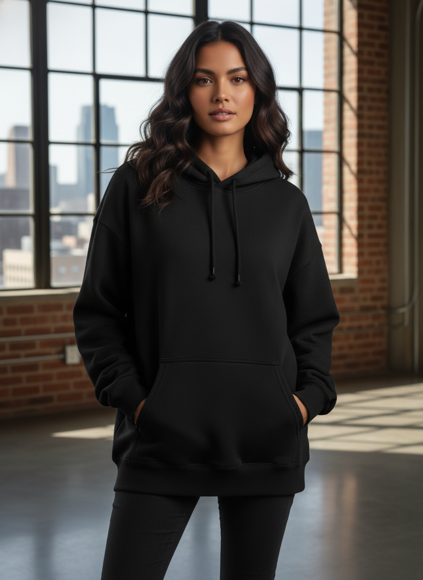 Classic Comfort Pullover Hoodie-Black