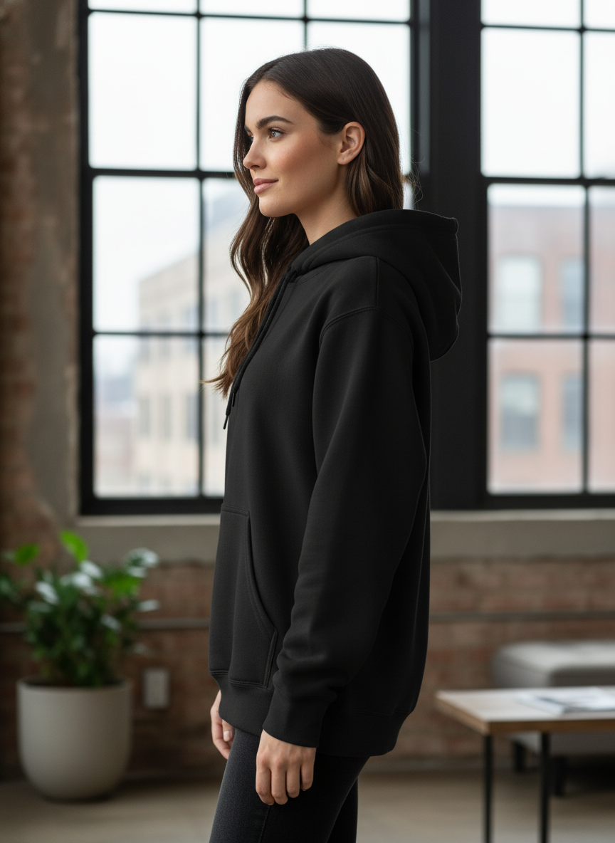 Classic Comfort Pullover Hoodie-Black