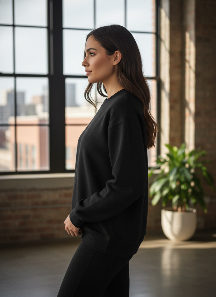 Women’s Classic Crewneck Sweatshirt in Black