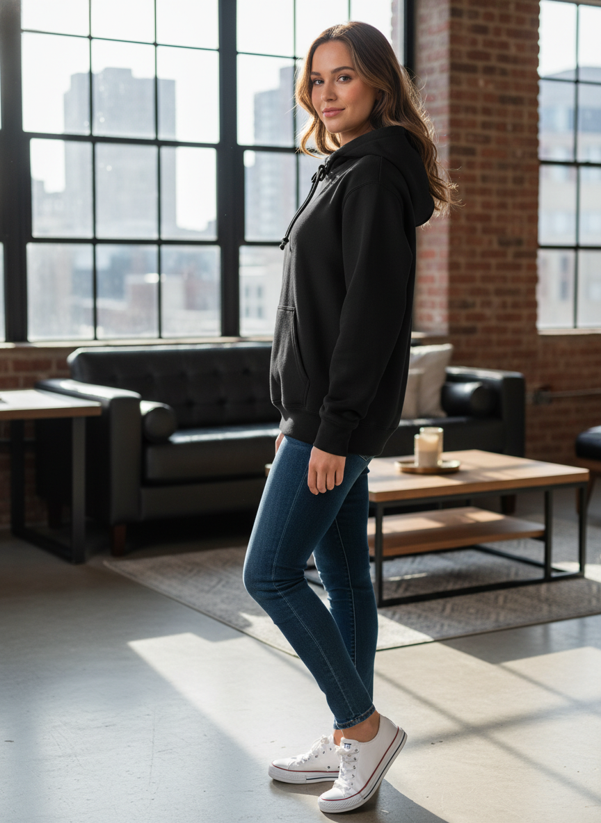 Classic Comfort Pullover Hoodie-Black