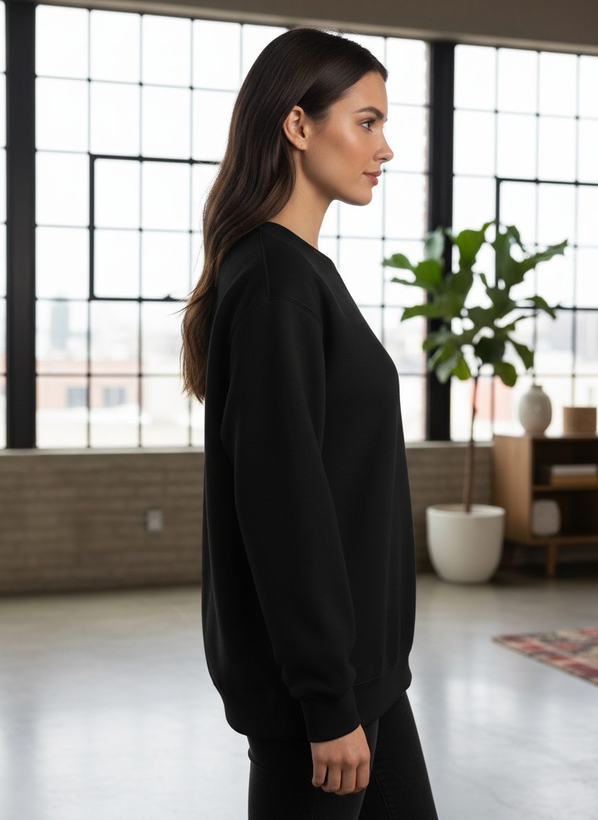 Women’s Classic Crewneck Sweatshirt in Black