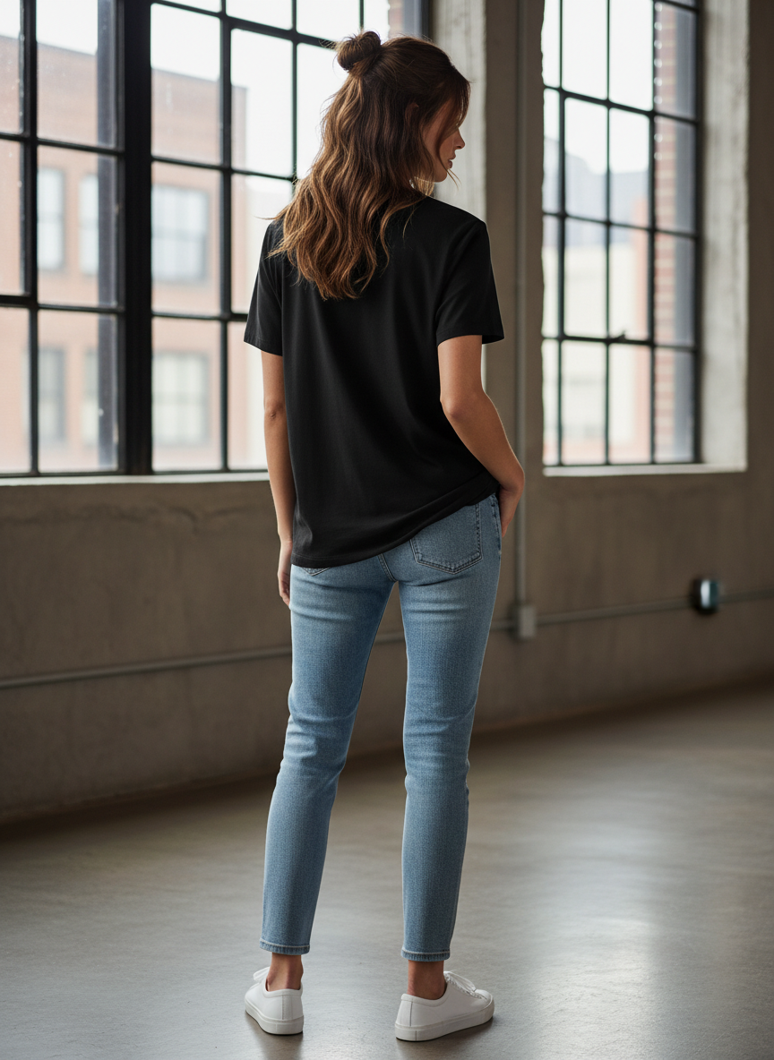 Women's Everyday Essential Crew Neck T-Shirt-Black