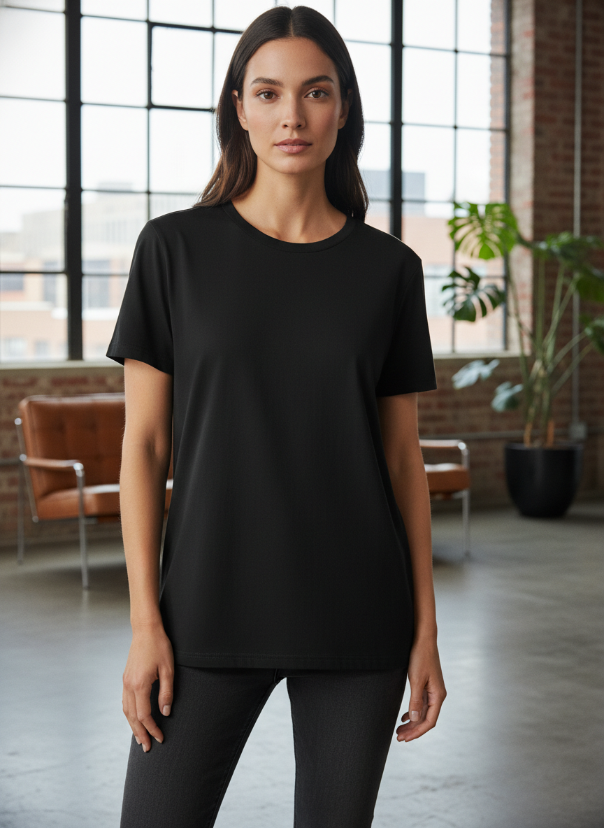 Women's Everyday Essential Crew Neck T-Shirt-Black
