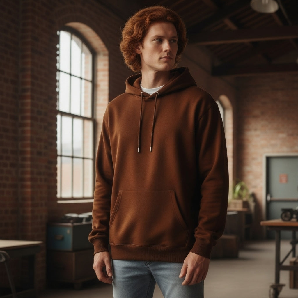 Classic Comfort Pullover Hoodie-Brown