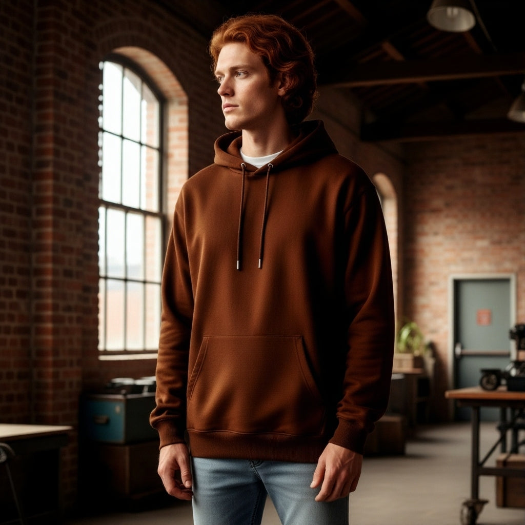 Classic Comfort Pullover Hoodie-Brown