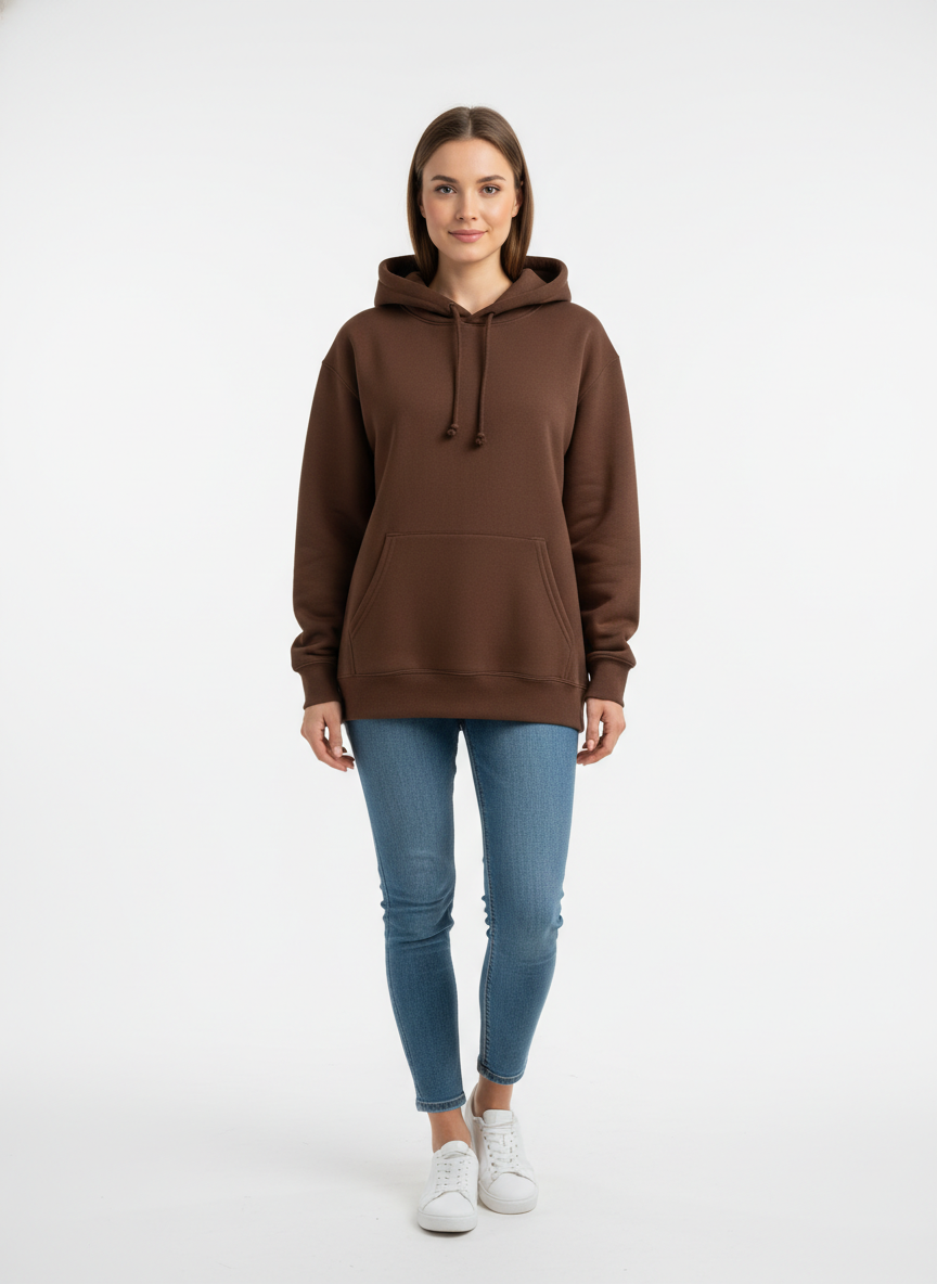 Classic Comfort Pullover Hoodie-Brown