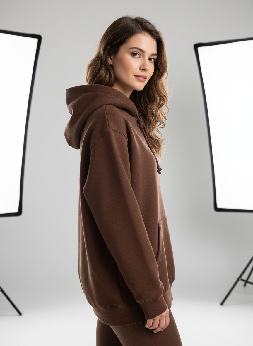 Classic Comfort Pullover Hoodie-Brown