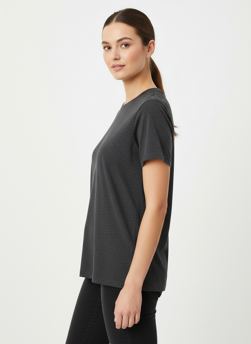 Women's Everyday Essential Crew Neck T-Shirt-Dark Heather Grey