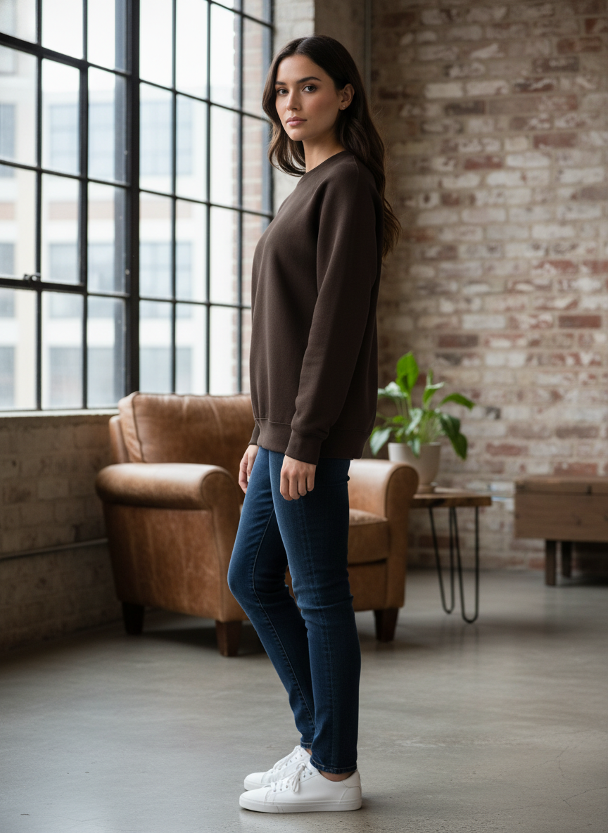 Women’s Classic Crewneck Sweatshirt in Brown