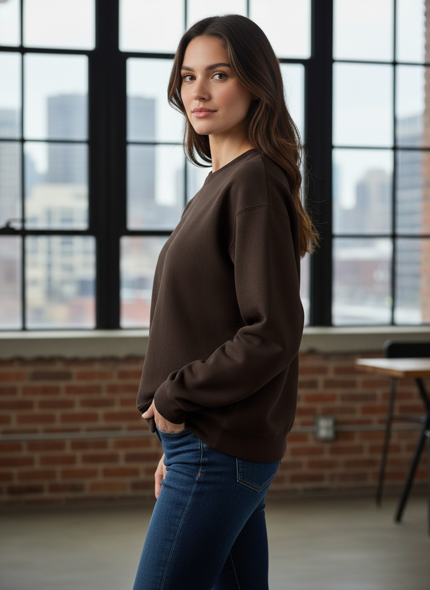 Women’s Classic Crewneck Sweatshirt in Brown
