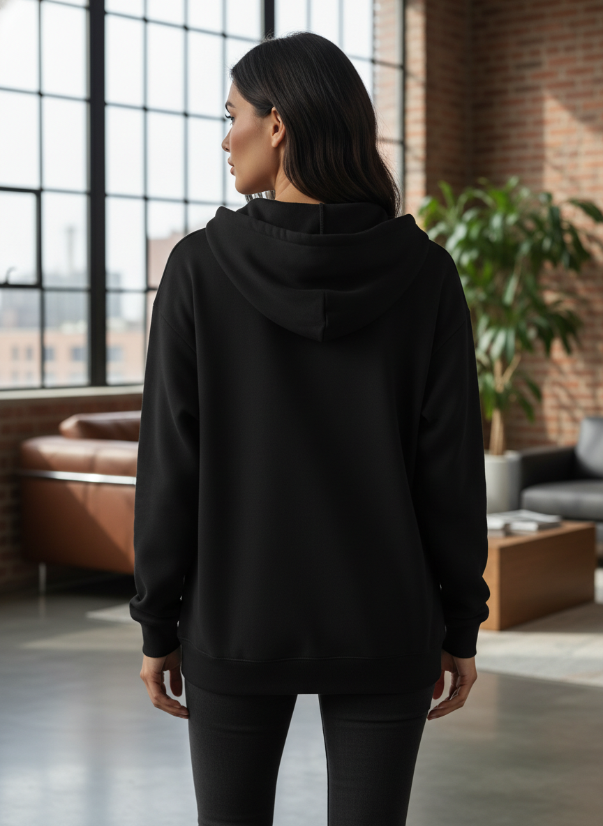 Women's Classic Black Zipper Hoodie