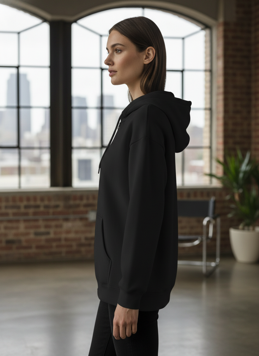 Women's Classic Black Zipper Hoodie