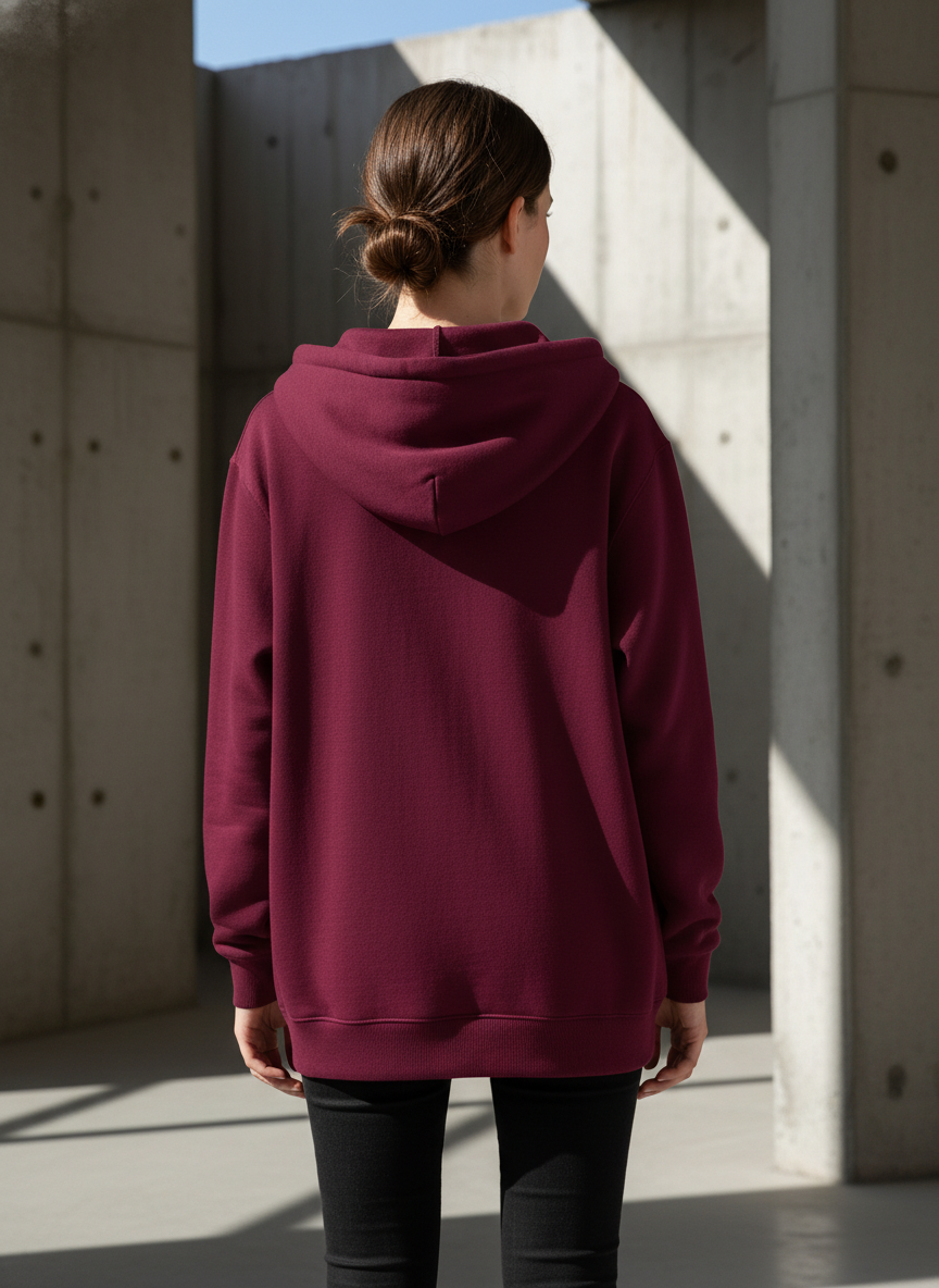 Women's Classic Maroon Zipper Hoodie