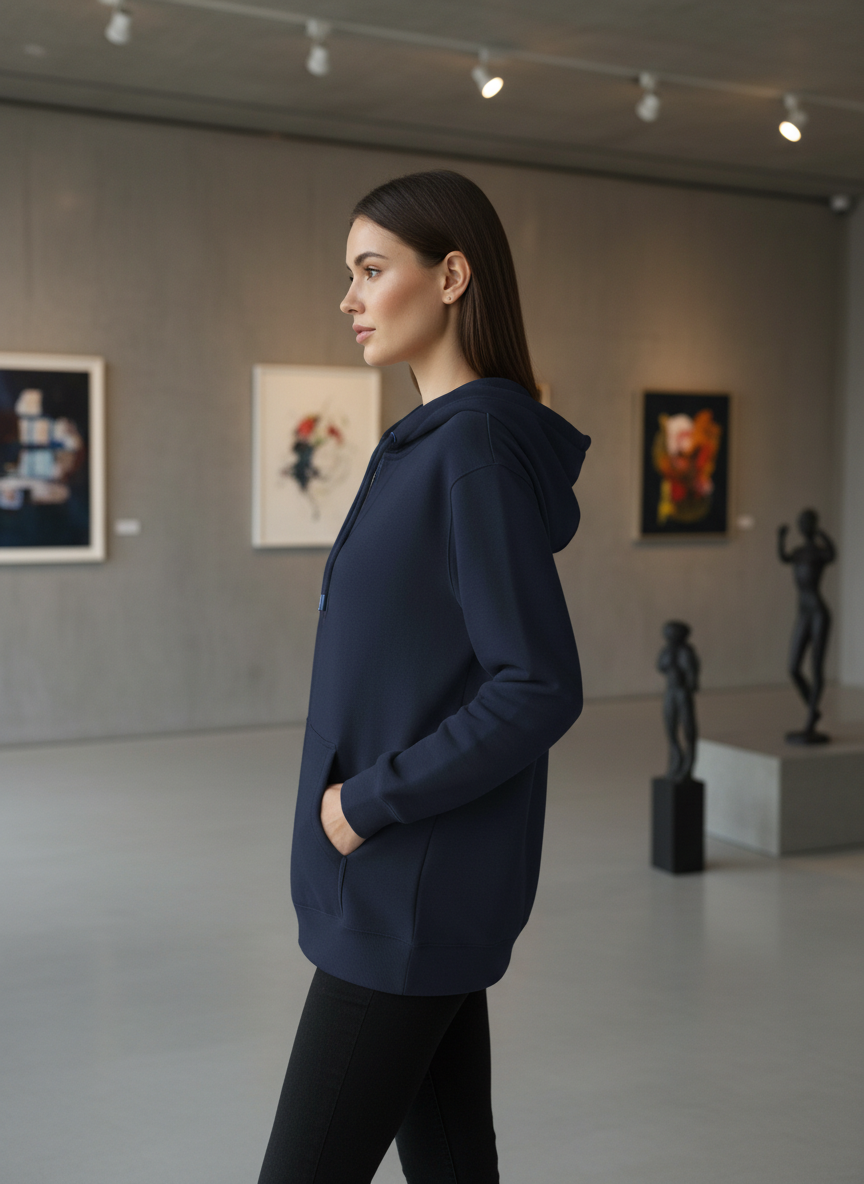 Women's Classic Navy Zipper Hoodie