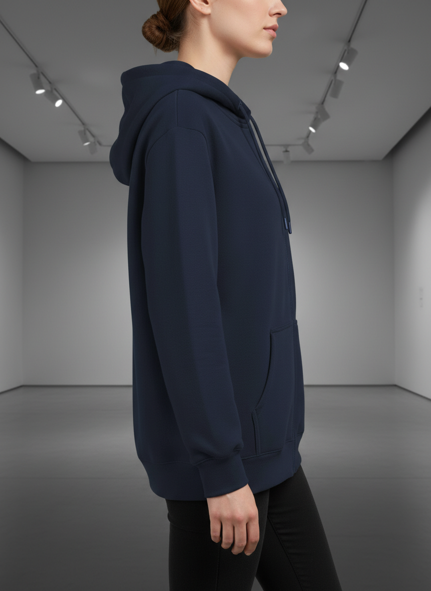 Women's Classic Navy Zipper Hoodie