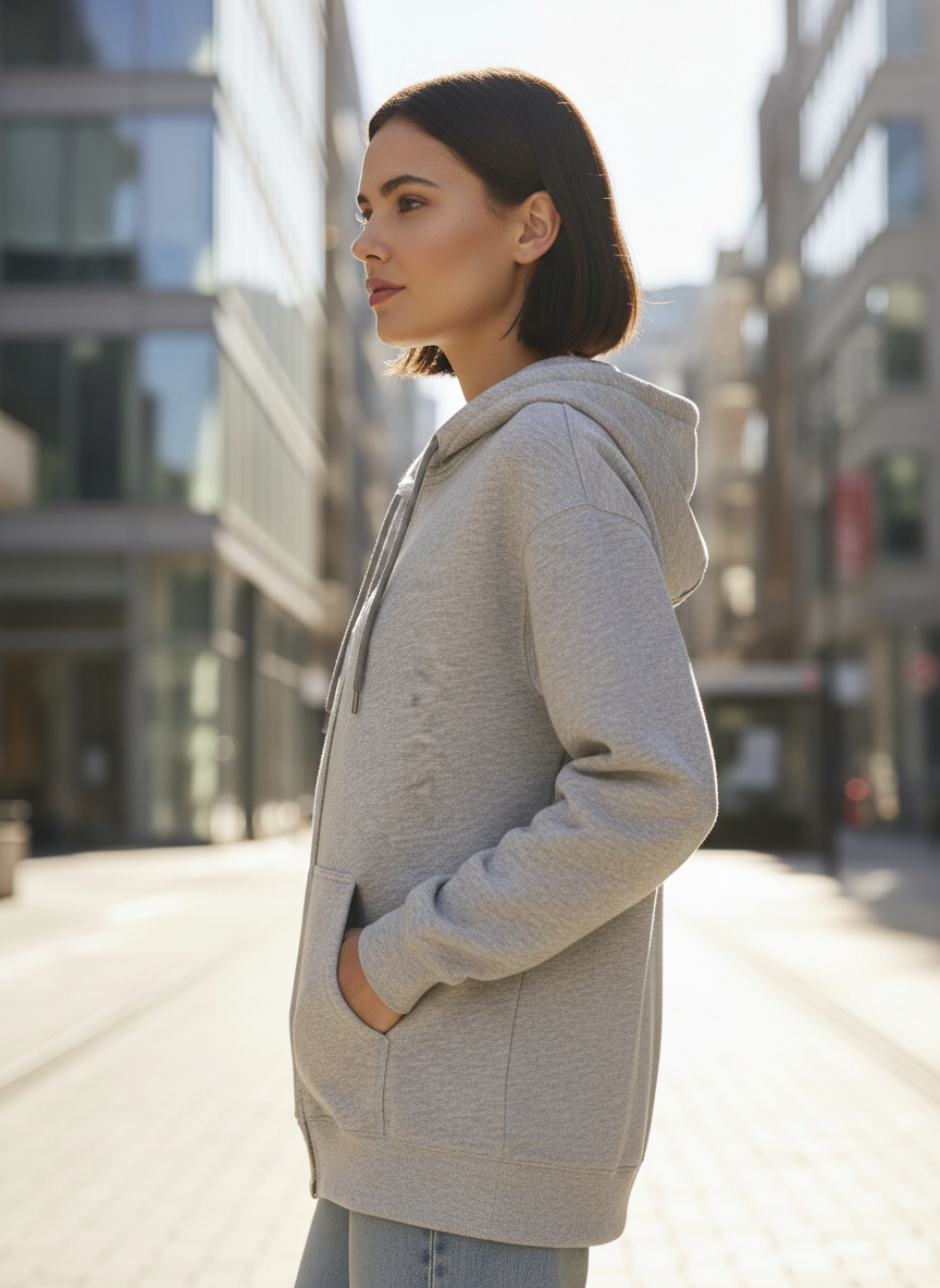 Women's Classic Grey Heather Zipper Hoodie