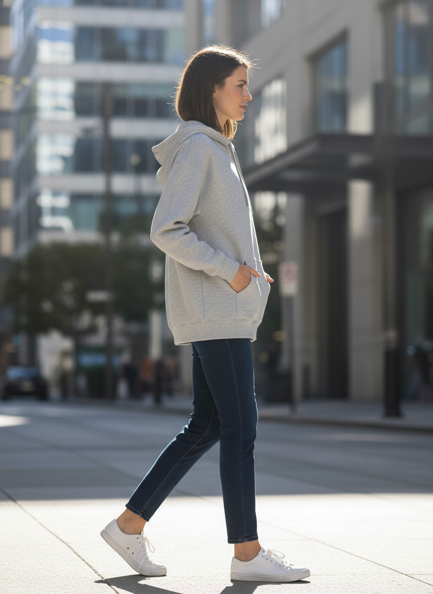 Women's Classic Grey Heather Zipper Hoodie