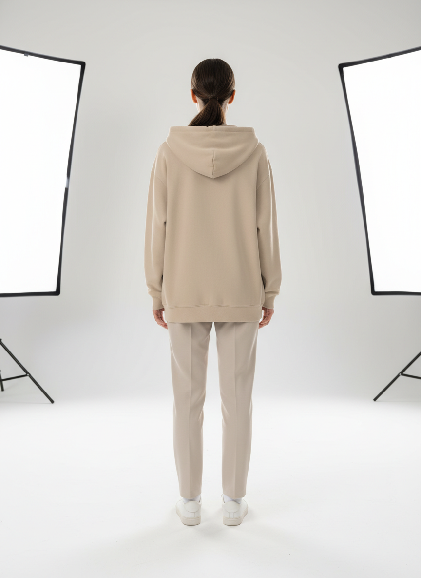 Women's Classic Beige Zipper Hoodie