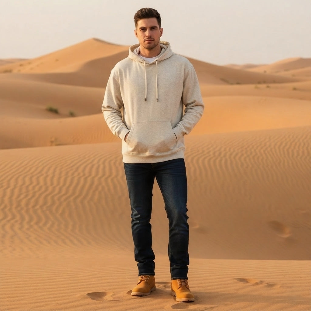 Classic Comfort Pullover Hoodie-Beige