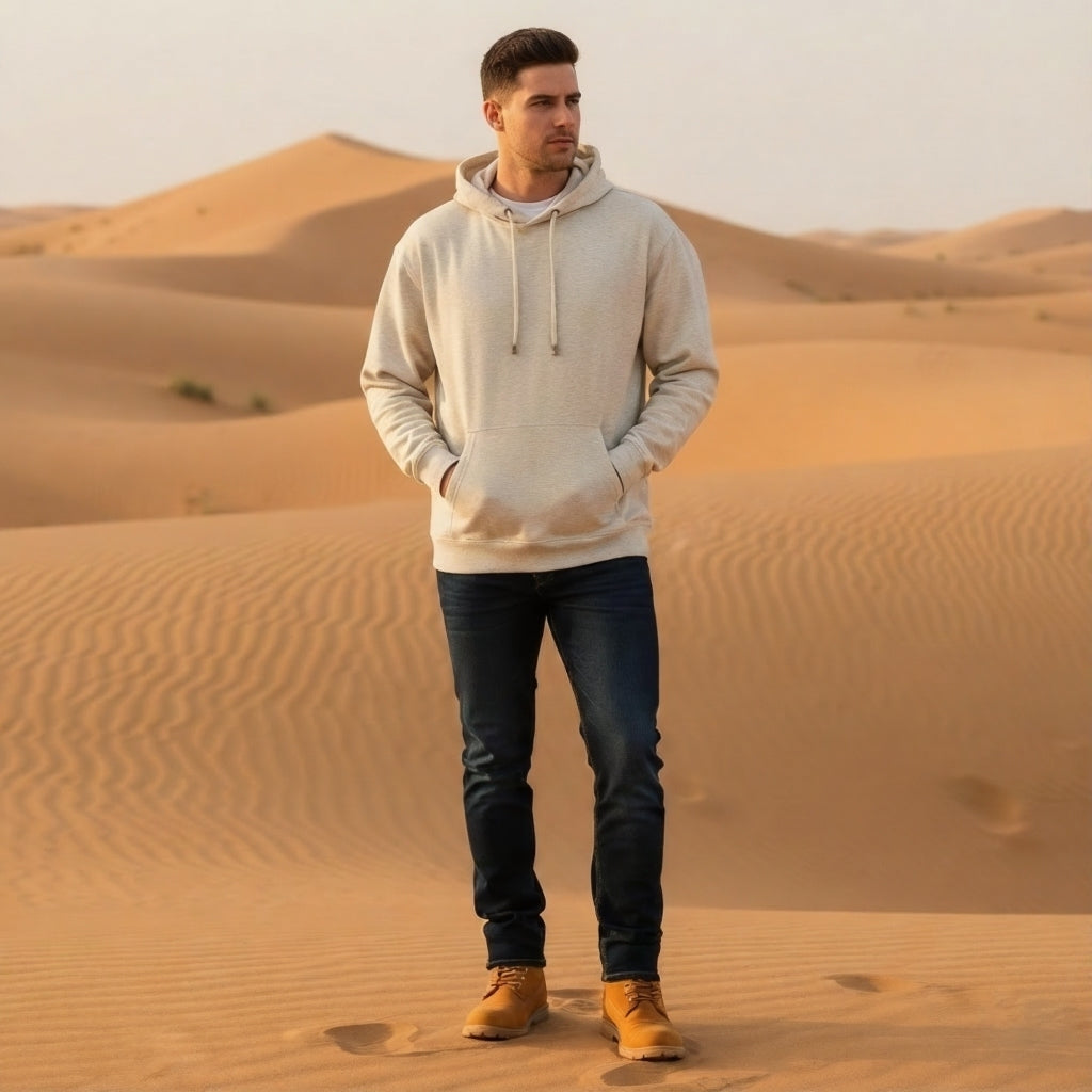 Classic Comfort Pullover Hoodie-Beige