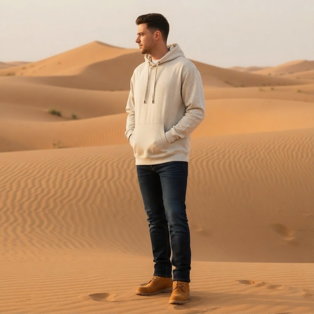 Classic Comfort Pullover Hoodie-Beige