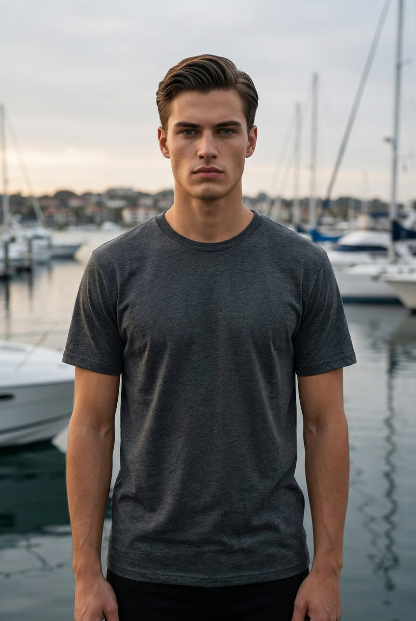 Men's Everyday Essential Crew Neck T-Shirt-Dark Heather Grey