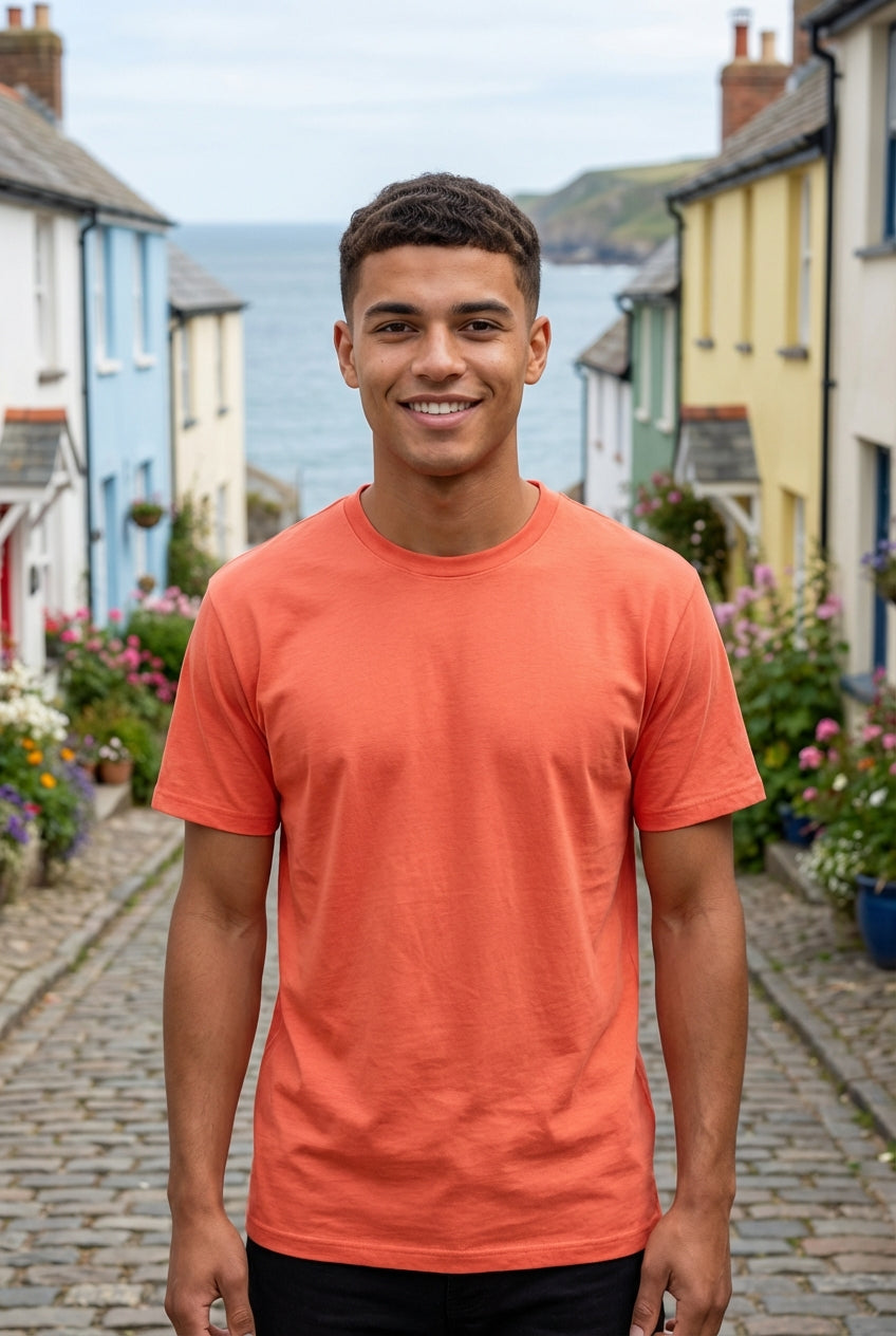 Men's Everyday Essential Crew Neck T-Shirt-Coral