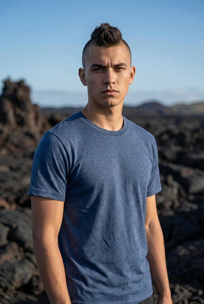 Men's Everyday Essential Crew Neck T-Shirt-Heather Navy