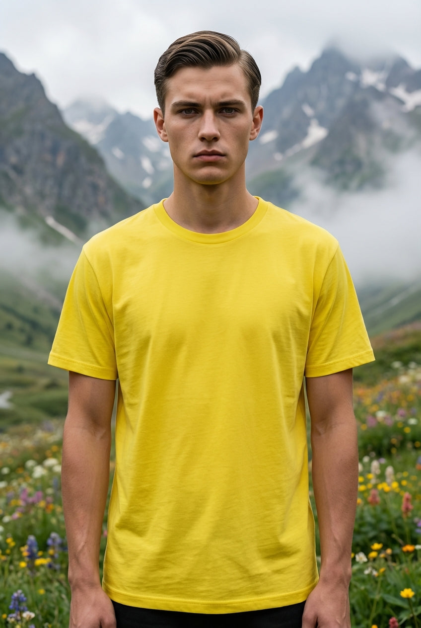 Men's Everyday Essential Crew Neck T-Shirt-Bright Yellow