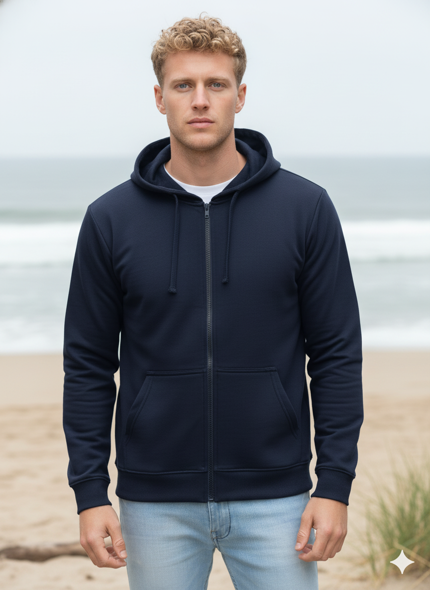 Men's Classic Navy Zipper Hoodie