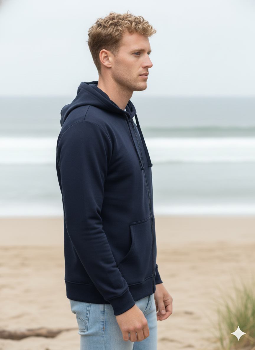 Men's Classic Navy Zipper Hoodie