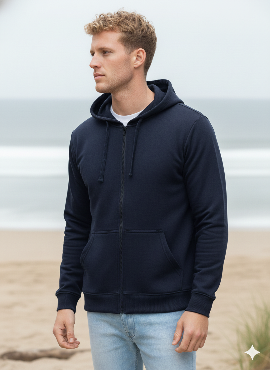 Men's Classic Navy Zipper Hoodie