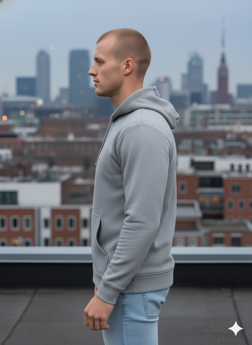 Men's Classic Grey Heather Zipper Hoodie