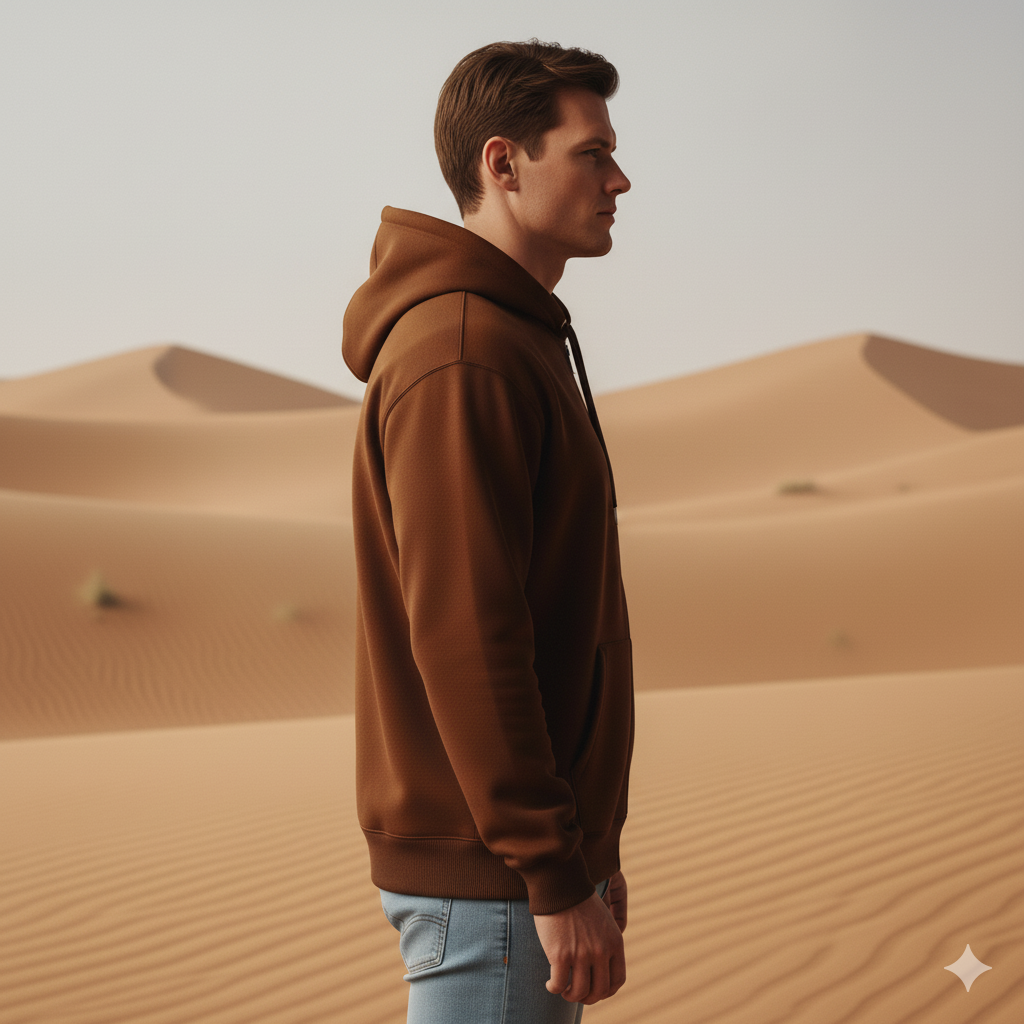 Men's Classic Brown Zipper Hoodie