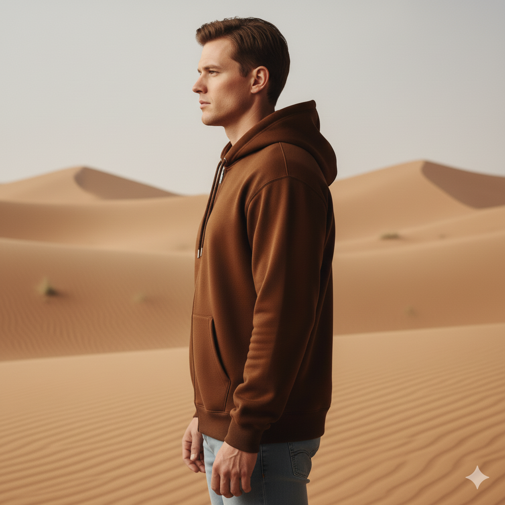Men's Classic Brown Zipper Hoodie