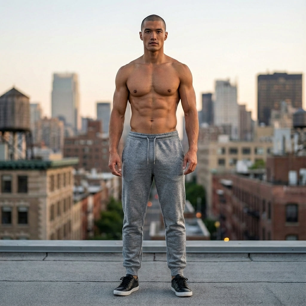 Men’s Premium Cotton-Blend Joggers in Grey
