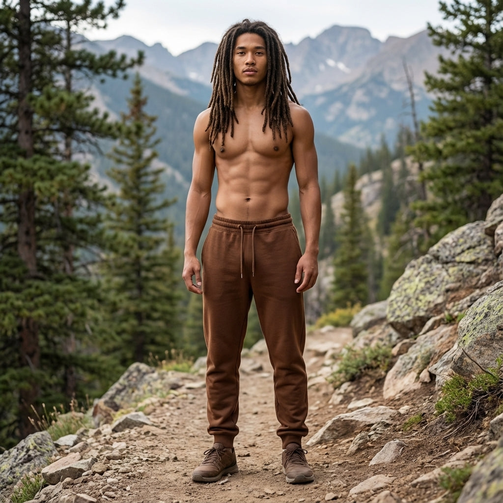 Men’s Premium Cotton-Blend Joggers in Brown