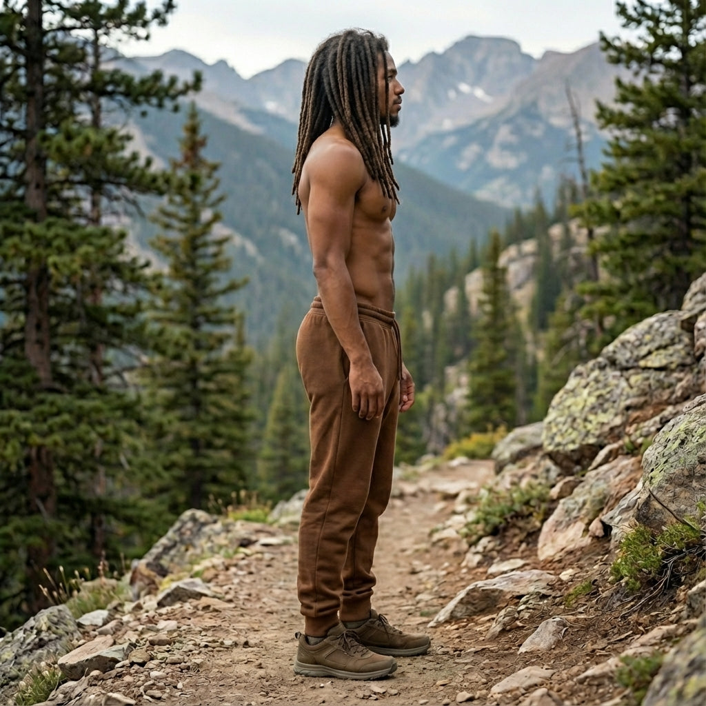 Men’s Premium Cotton-Blend Joggers in Brown