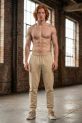 Men’s Premium Cotton-Blend Joggers in Sand Beige