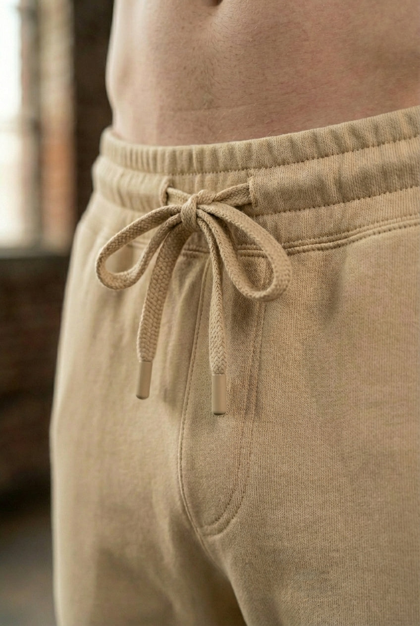 Men’s Premium Cotton-Blend Joggers in Sand Beige