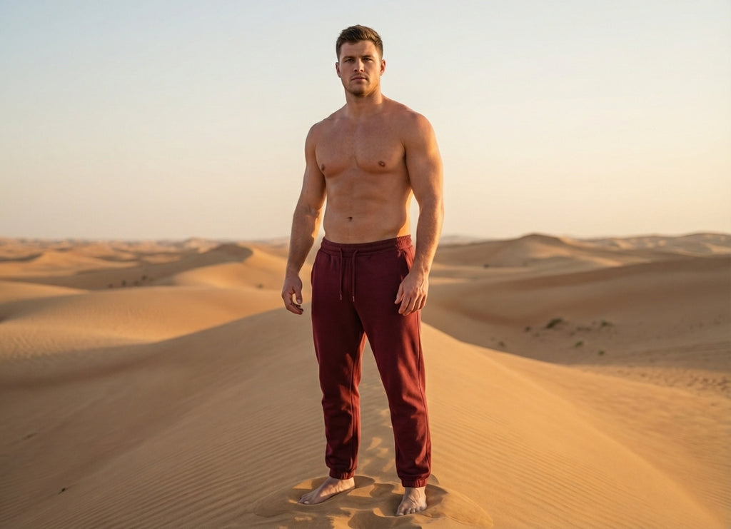 Men’s Premium Cotton-Blend Joggers in Maroon