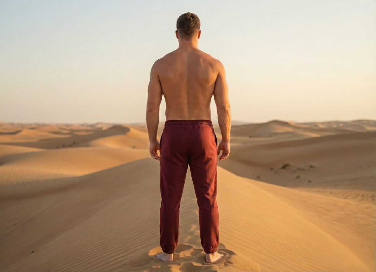 Men’s Premium Cotton-Blend Joggers in Maroon