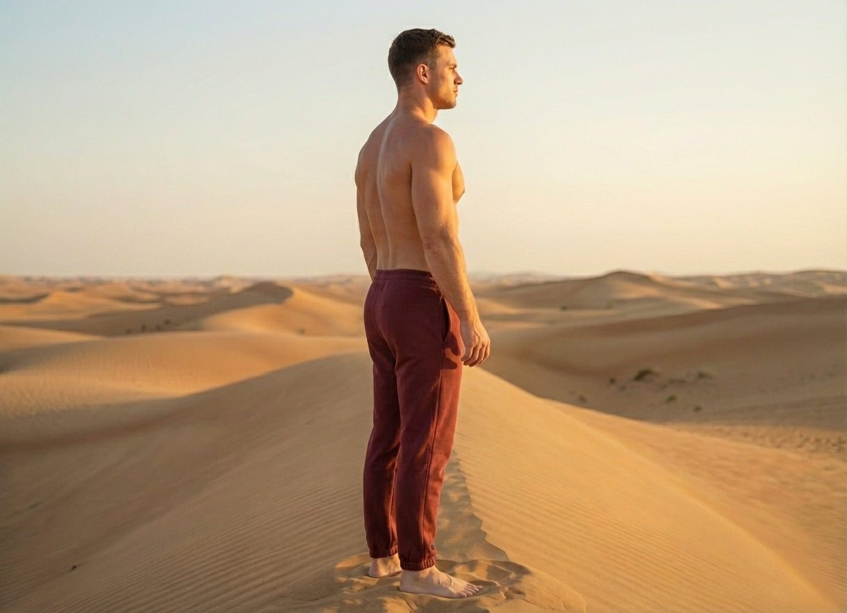 Men’s Premium Cotton-Blend Joggers in Maroon