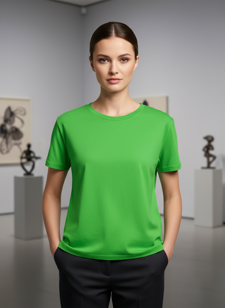 Women's Everyday Essential Crew Neck T-Shirt-Electric Green