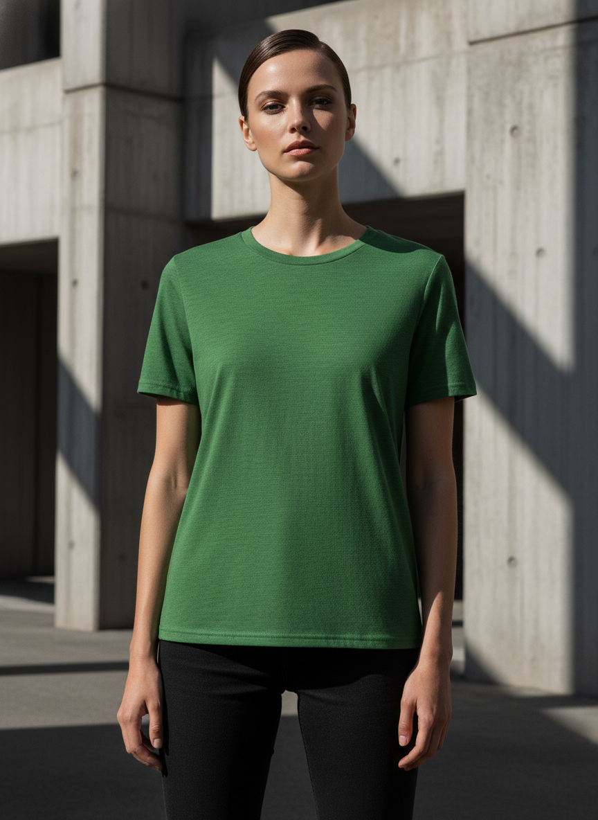 Women's Everyday Essential Crew Neck T-Shirt-Heather Green
