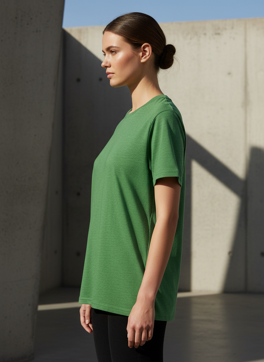 Women's Everyday Essential Crew Neck T-Shirt-Heather Green