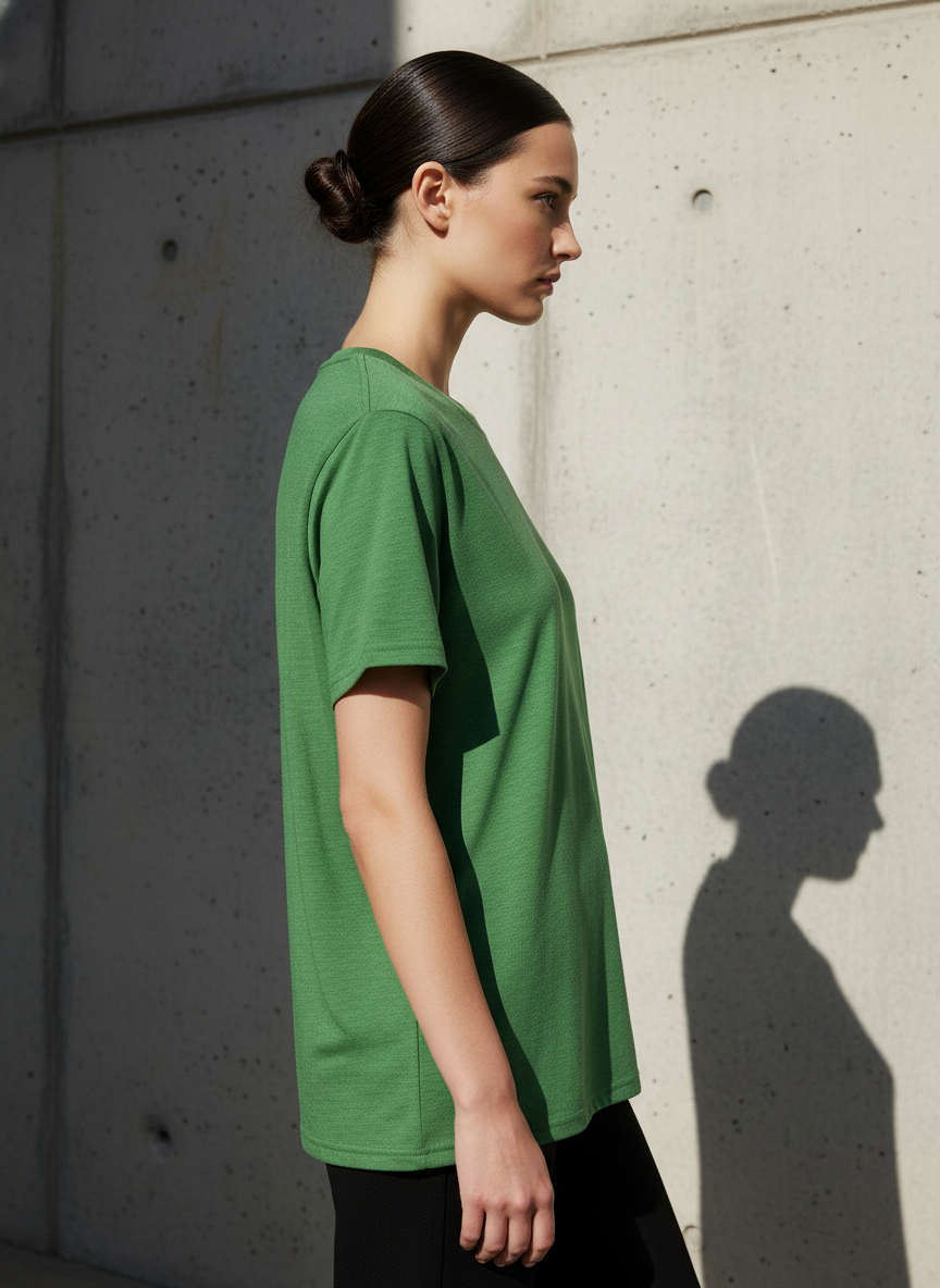 Women's Everyday Essential Crew Neck T-Shirt-Heather Green